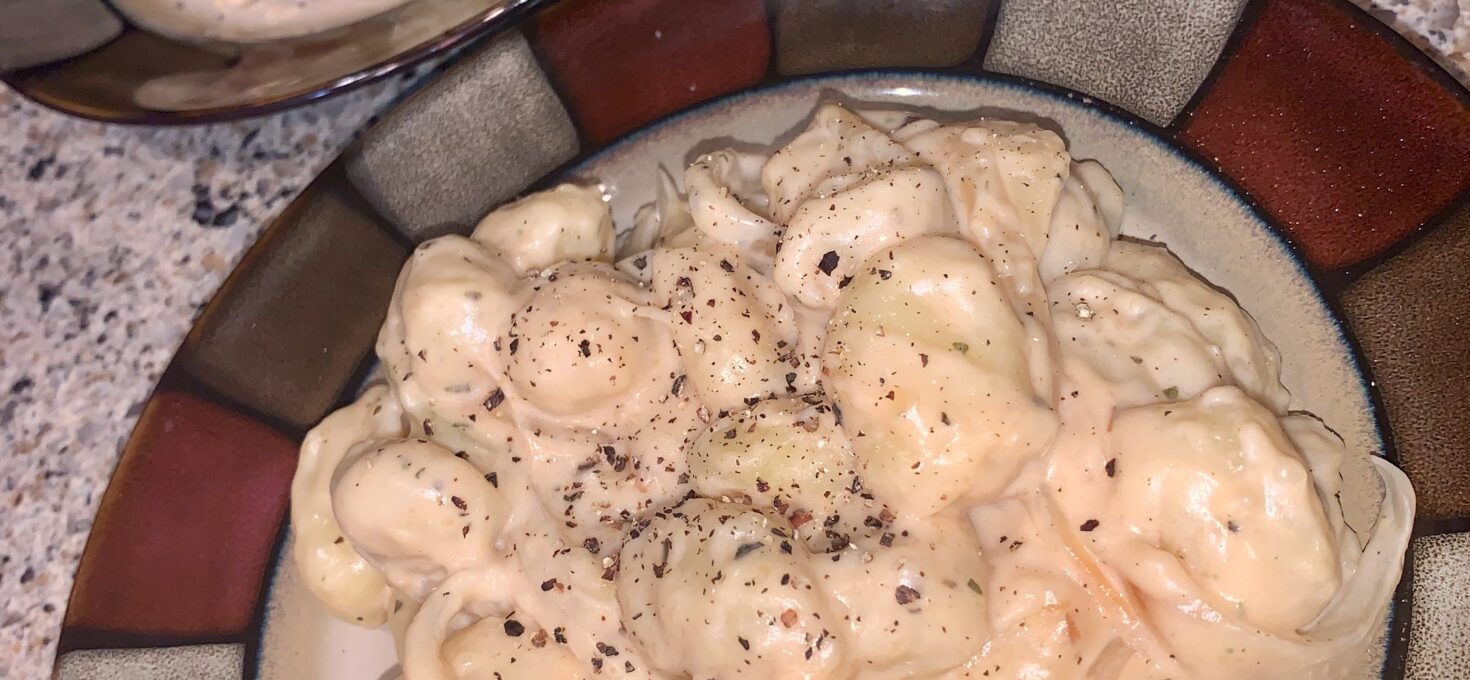 Gnocchi Alfredo with Caramelized Onions