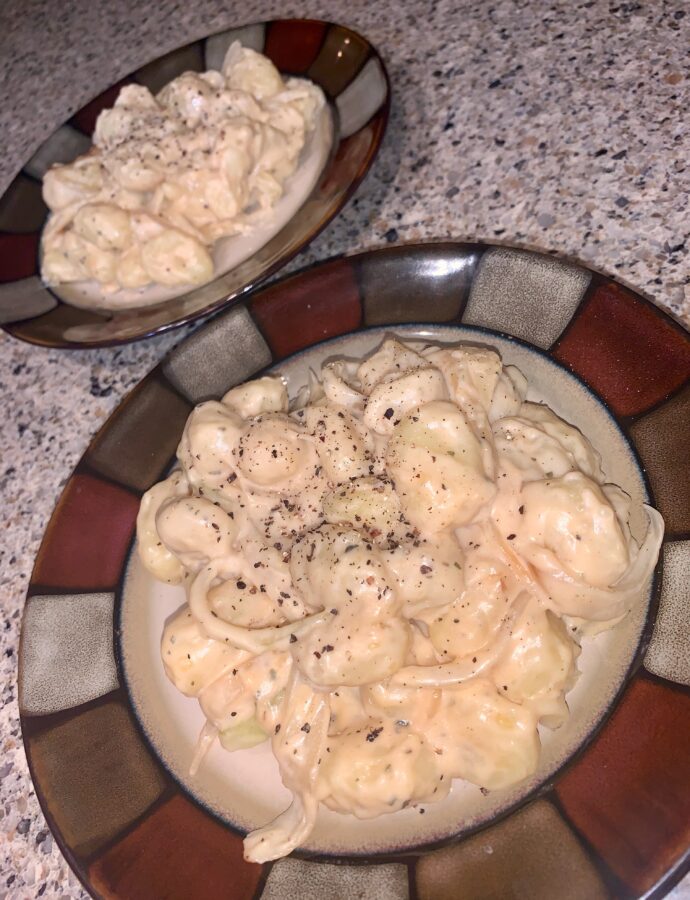 Gnocchi Alfredo with Caramelized Onions